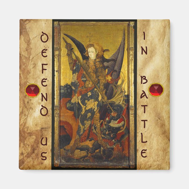 St. Michael Vanquishing Devil as Mediaeval Knight Magnet (Front)