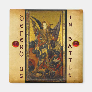 St. Michael Vanquishing Devil as Mediaeval Knight Magnet