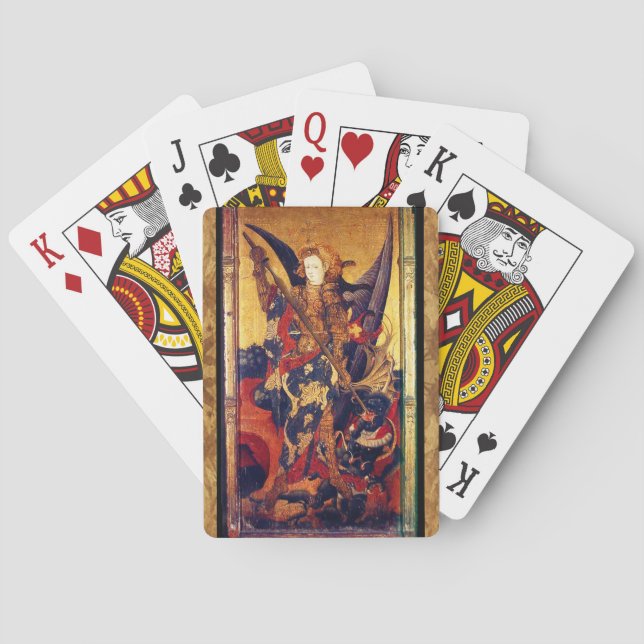 St. Michael Vanquishing Devil as Mediaeval Knight Playing Cards (Back)