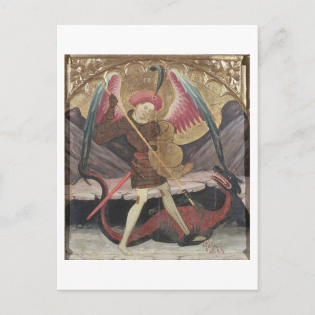St Michael Vanquishing Evil, c.1480 (tempera on pa Postcard (Front)