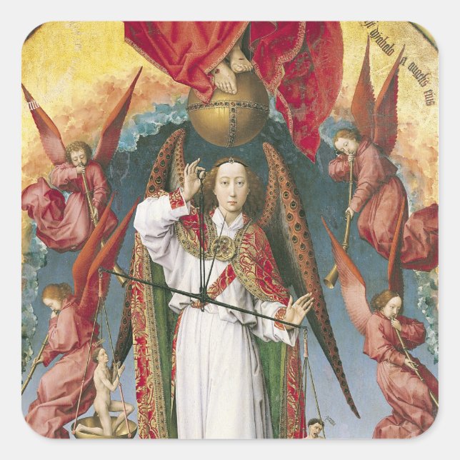 St. Michael Weighing the Souls Square Sticker (Front)
