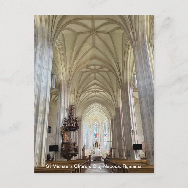 St Michael's Church, Cluj-Napoca, Romania, on a Holiday Postcard (Front)