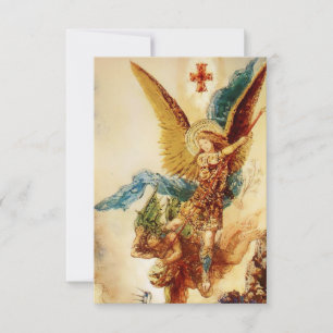 “St Micheal Vanquishing Satan” by Gustave Moreau Thank You Card