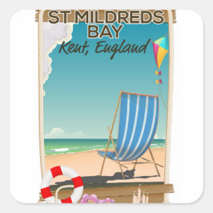 St Mildreds Bay Kent England travel poster Square Sticker