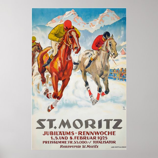 St Moritz Jubiläums-Rennwoche 1925 Switzerland Poster (Front)