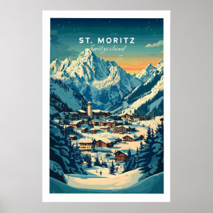 St Moritz Ski Poster - Switzerland 1