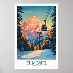 St Moritz Ski Print - Switzerland 1