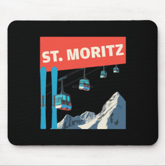 St. Moritz Skiing - Retro St. Moritz Ski  Mouse Pad