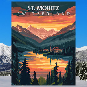 St. Moritz Switzerland Travel Alpine Winter Postcard