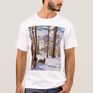 St. Moritz Vintage Skiers Alpine Elegance Art T-Shirt