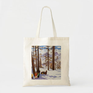 St. Moritz Vintage Skiers Alpine Elegance Art Tote Bag