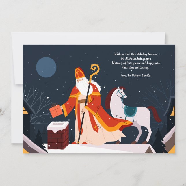 St. Nicholas and His Horse Greeting Card (Front)