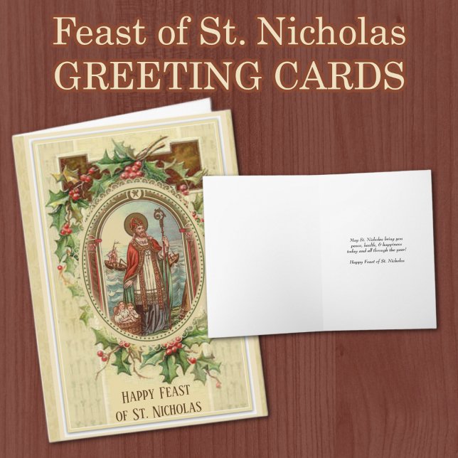 St. Nicholas Catholic Feast Day Religious Holiday Card (TRADITIONAL CATHOLIC VINTAGE FEAST OF ST. NICHOLAS GREETING CARDS)