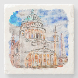 St. Nicholas' Church, Potsdam Watercolor Hand Draw Stone Coaster