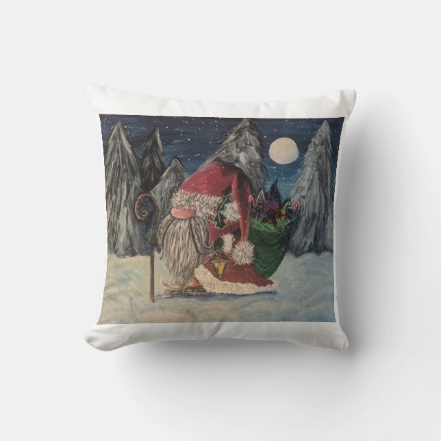 St Nicholas Gnome Cushion (Front)