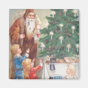 St. Nicholas in Brown Suit with Children Vintage Magnet