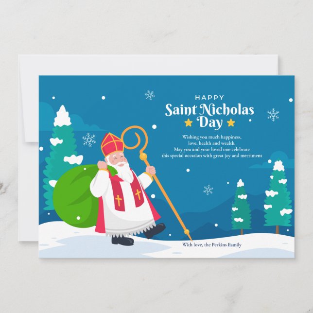 St. Nicholas in Snow Greeting Card (Front)