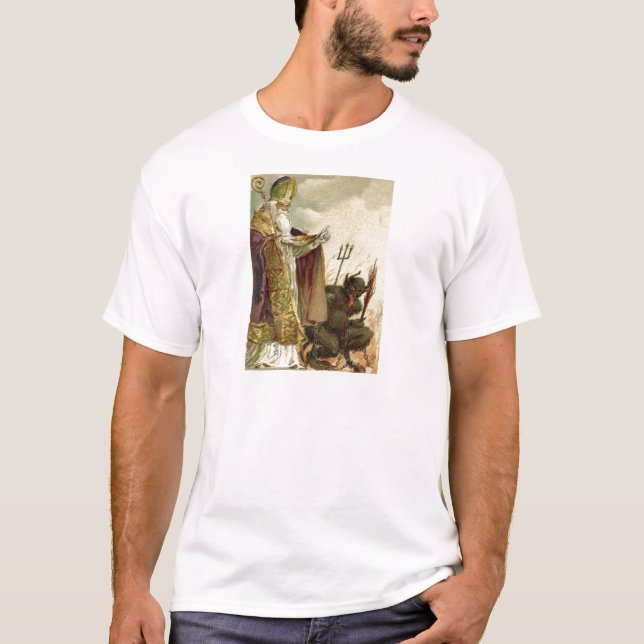 St Nicholas Krampus Pitchfork Priest T-Shirt (Front)