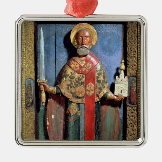 St. Nicholas of Mozhaisk, Yaroslavl School Metal Ornament (Front)