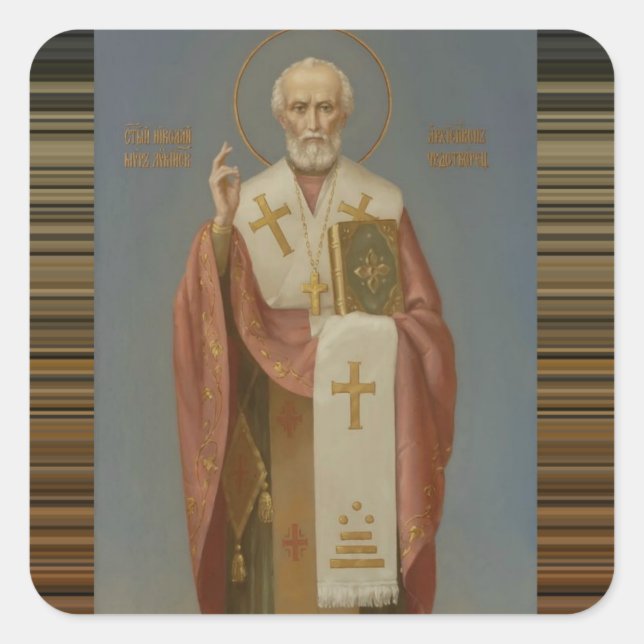 St. Nicholas of Myra Bishop Square Sticker (Front)