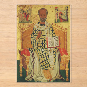 St. Nicholas of Myra Byzantine Orthodox Icon Acrylic Invitations