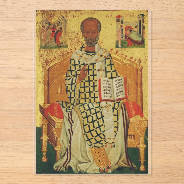 St. Nicholas of Myra Byzantine Orthodox Icon Acrylic Invitations (Front)