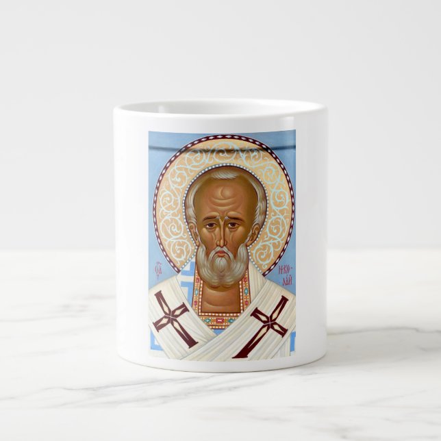 St. Nicholas of Myra Byzantine Orthodox Icon Large Coffee Mug (Front)