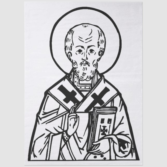 St. Nicholas of Myra Byzantine Orthodox Icon Tissue Paper (Front)