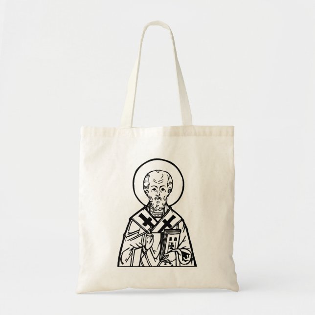 St. Nicholas of Myra Byzantine Orthodox Icon Tote Bag (Front)