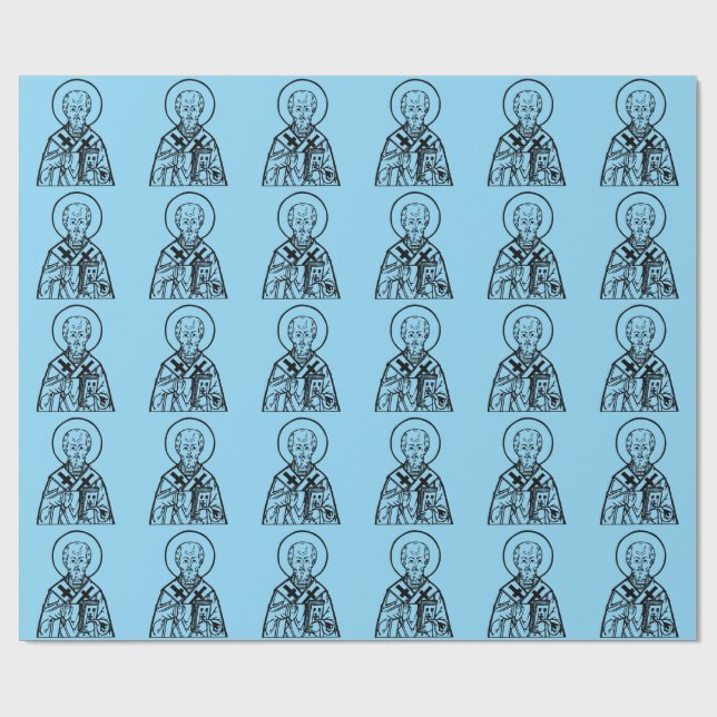St. Nicholas of Myra Byzantine Orthodox Icon Wrapping Paper (Flat)