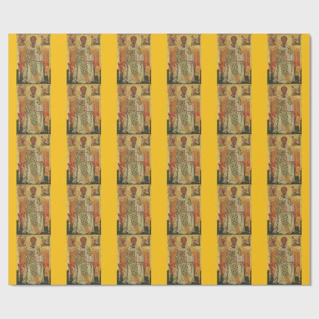 St. Nicholas of Myra Byzantine Orthodox Icon Wrapping Paper (Flat)