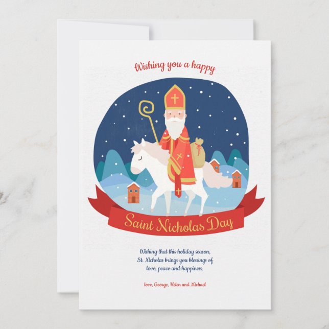 St. Nicholas on a Horse Greeting Card (Front)