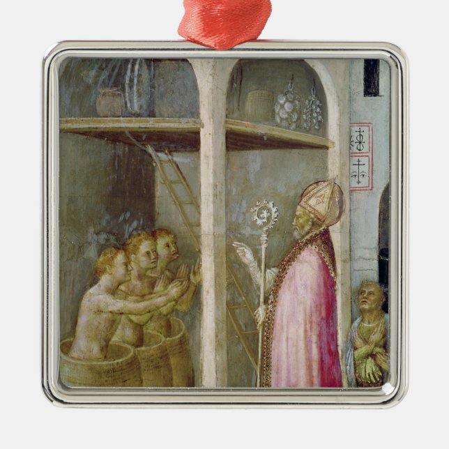 St. Nicholas Resuscitates the Three Children Metal Tree Decoration (Front)