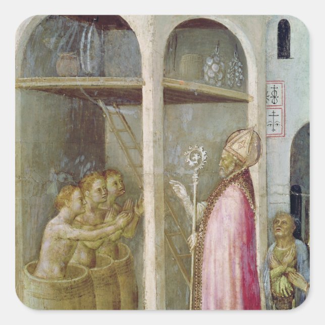 St. Nicholas Resuscitates the Three Children Square Sticker (Front)