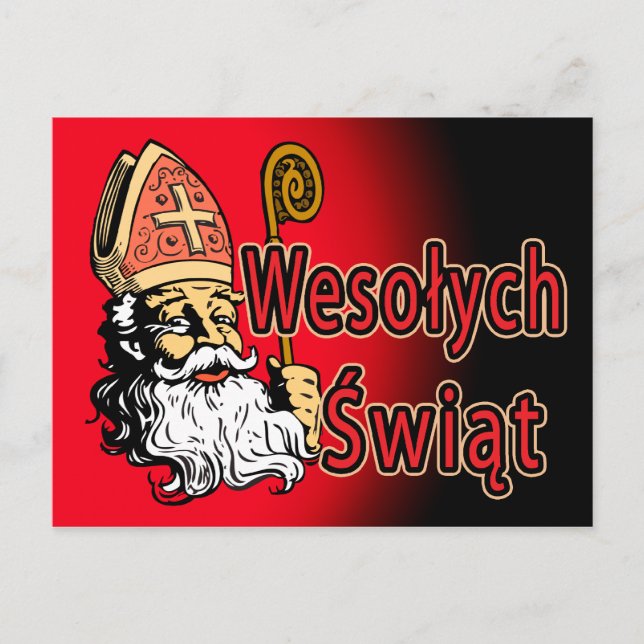 St. Nicholas Wesolych Swiat Postcard (Front)
