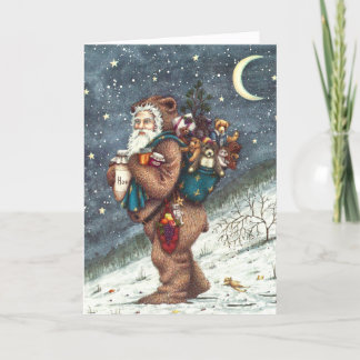 ST. NICK IN TEDDY BEAR SUIT, CHRISTMAS TEDDIES HOLIDAY CARD