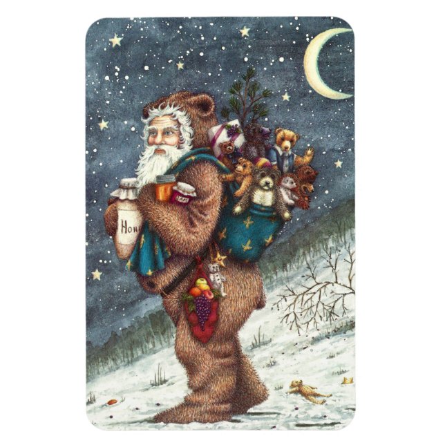 ST. NICK IN TEDDY BEAR SUIT, CHRISTMAS TEDDIES MAGNET (Vertical)