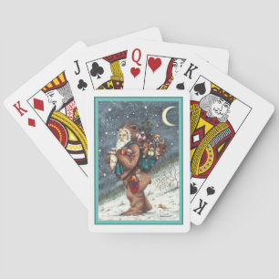 ST. NICK IN TEDDY BEAR SUIT, CHRISTMAS TEDDIES PLAYING CARDS