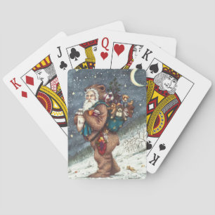 ST. NICK IN TEDDY BEAR SUIT, CHRISTMAS TEDDIES PLAYING CARDS