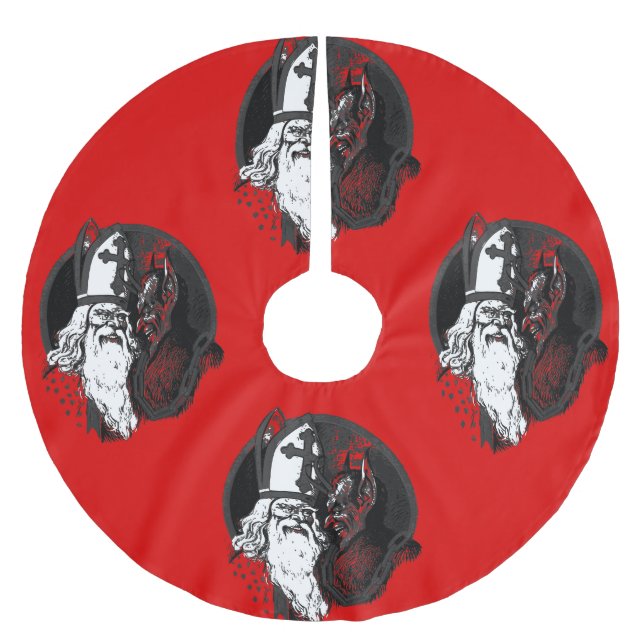 st nick krampus brushed polyester tree skirt (Front)