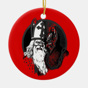 st nick krampus ceramic ornament
