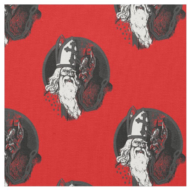 st nick krampus fabric (Close Up)