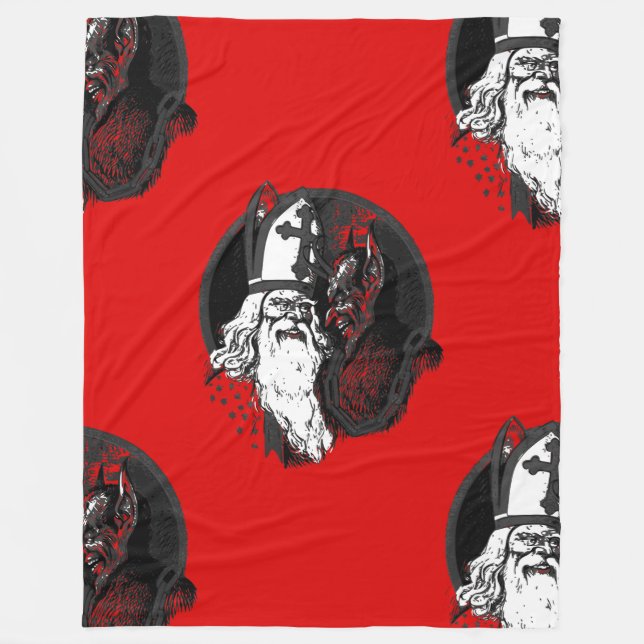st nick krampus fleece blanket (Front)