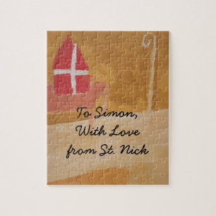 St. Nick's Day Dutch Sinterklaas  Watercolor Mitre Jigsaw Puzzle