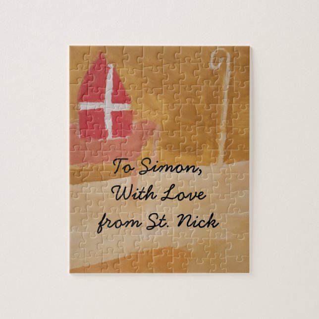 St. Nick's Day Dutch Sinterklaas  Watercolor Mitre Jigsaw Puzzle (Vertical)