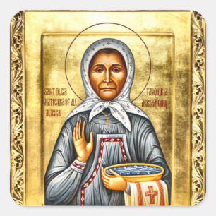 St. Olga of Alaska Orthodox Christian Icon Square Sticker