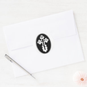 St Olga Orthodox Cross Classic Round Sticker