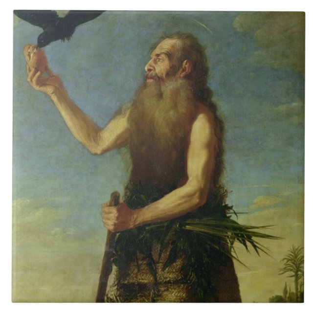 St. Onuphrius (oil on canvas) Ceramic Tile (Front)