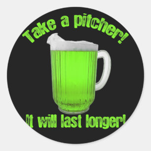 St. Paddy's Day Beer Pitcher Classic Round Sticker