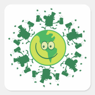 St. Paddy's Day Beer Toast with Leprchauns Square Sticker